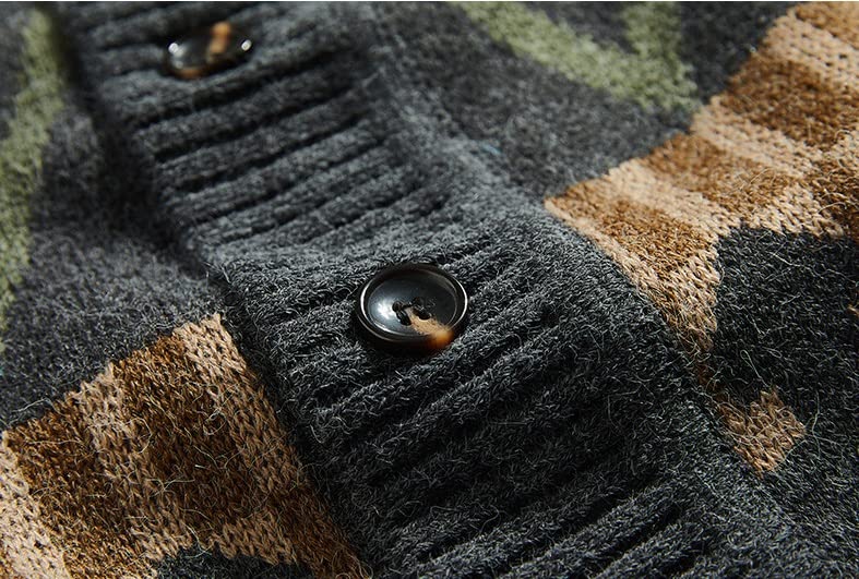 El Nuevo Cárdigans for Hombre suéteres con Cuello en V Simple con Botones Tejido a Rayas Suelto Tacto Suave Manga Larga Invierno