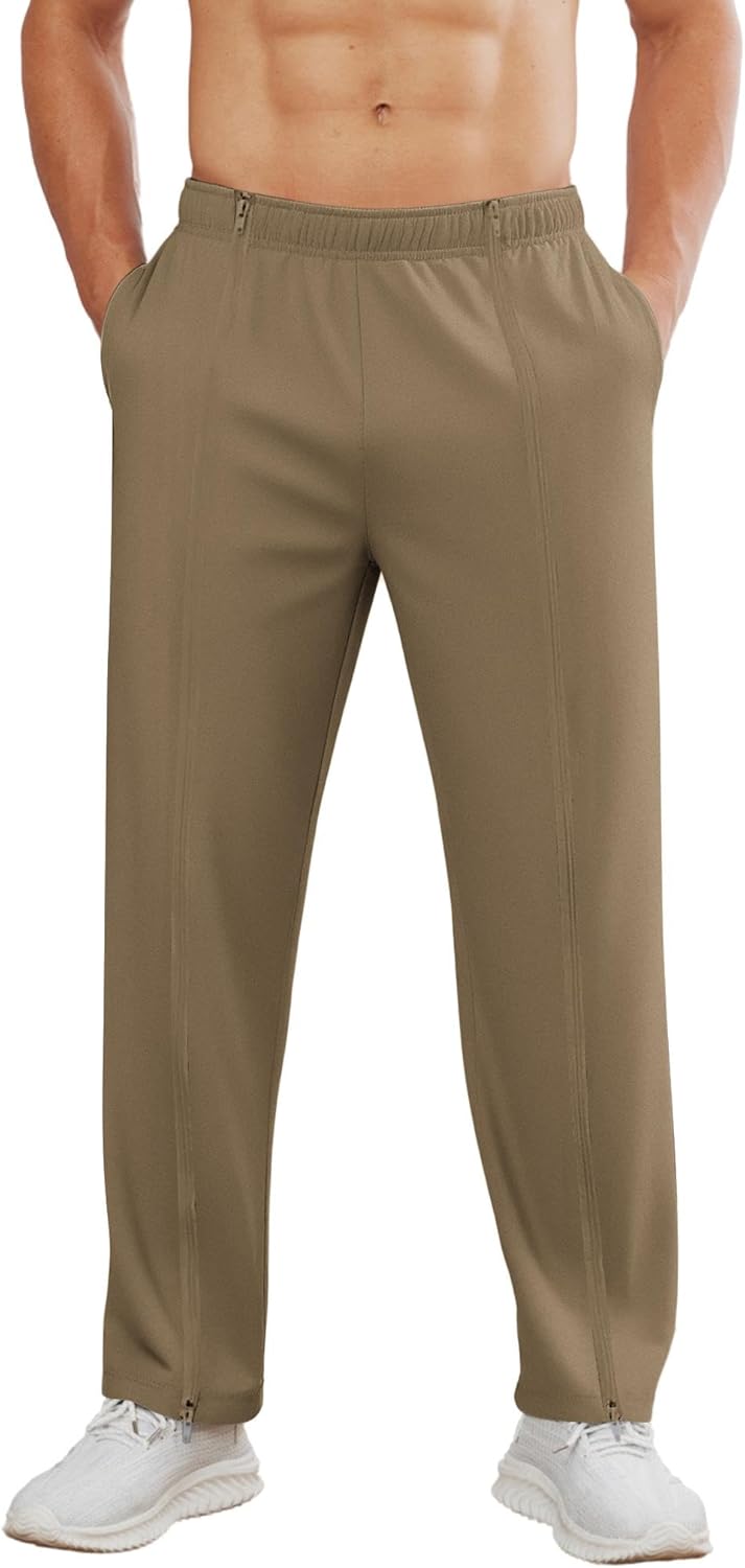 Deyeek Tear Away Pants for Men Full Zipper Legs Sweat Pants Mens Open Bottom Sweatpants Breakaway Cotton Post Surgery Pants - Image 5