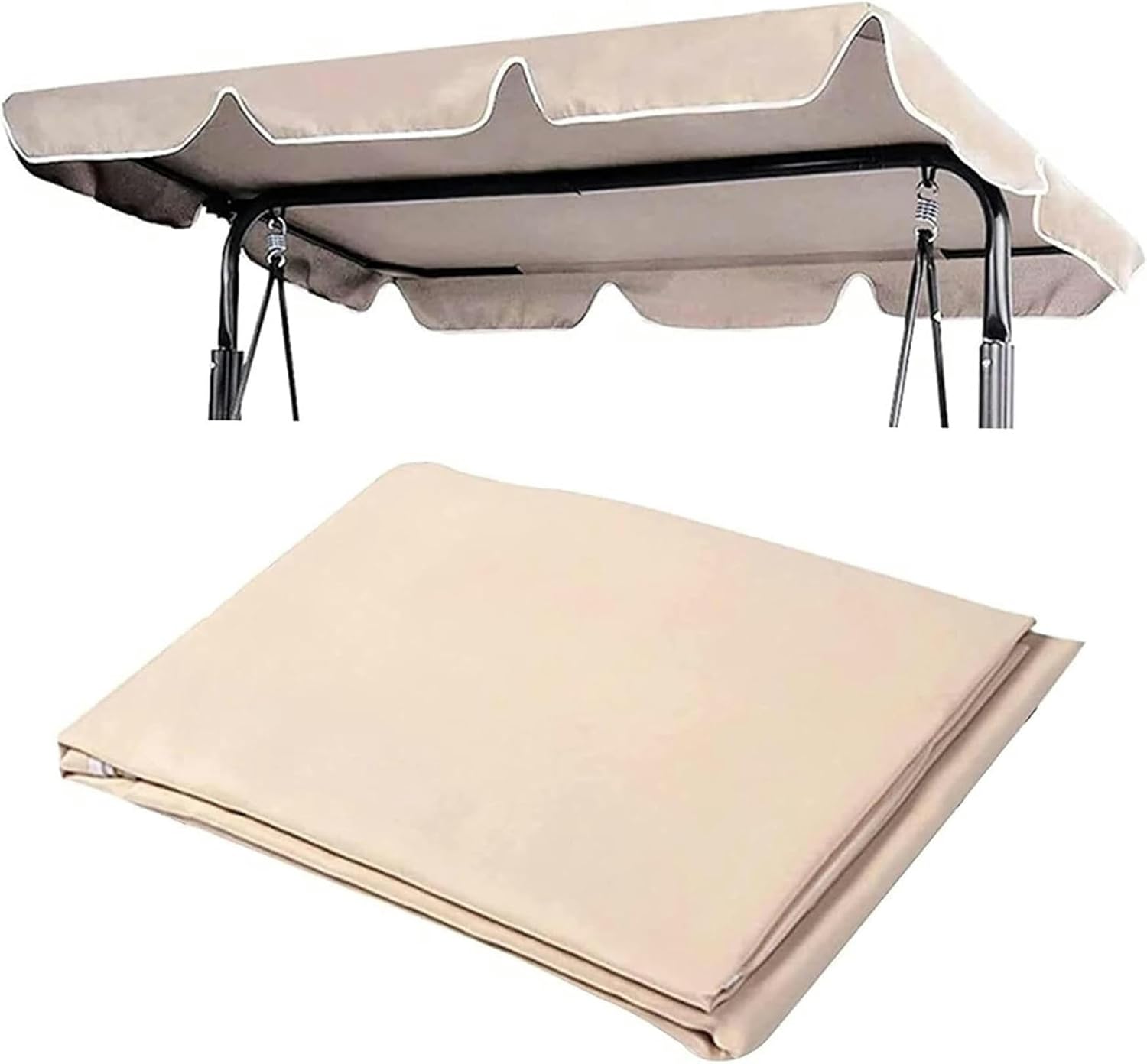 Porch Swing Canopy, Replacement Waterproof Swing Top Cover 600D Thicken Outdoor Swing Canopy Waterproof Swing Top Cover Sun Shade Awning Cover for Patio Yard (Color : Beige, Size : 98.03x72.83x7.08i