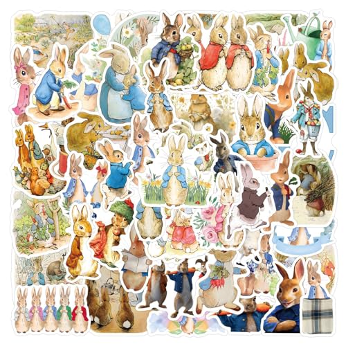 LTZSTONE Peter Rabbit Stickers Pack (55PCS) Vinyl Decals for Laptops, Water Bottles, Hydro Flask, Phone, Skateboard, Travel - Waterproof and Durable PVC - Toys and Gifts for Teens and Girls