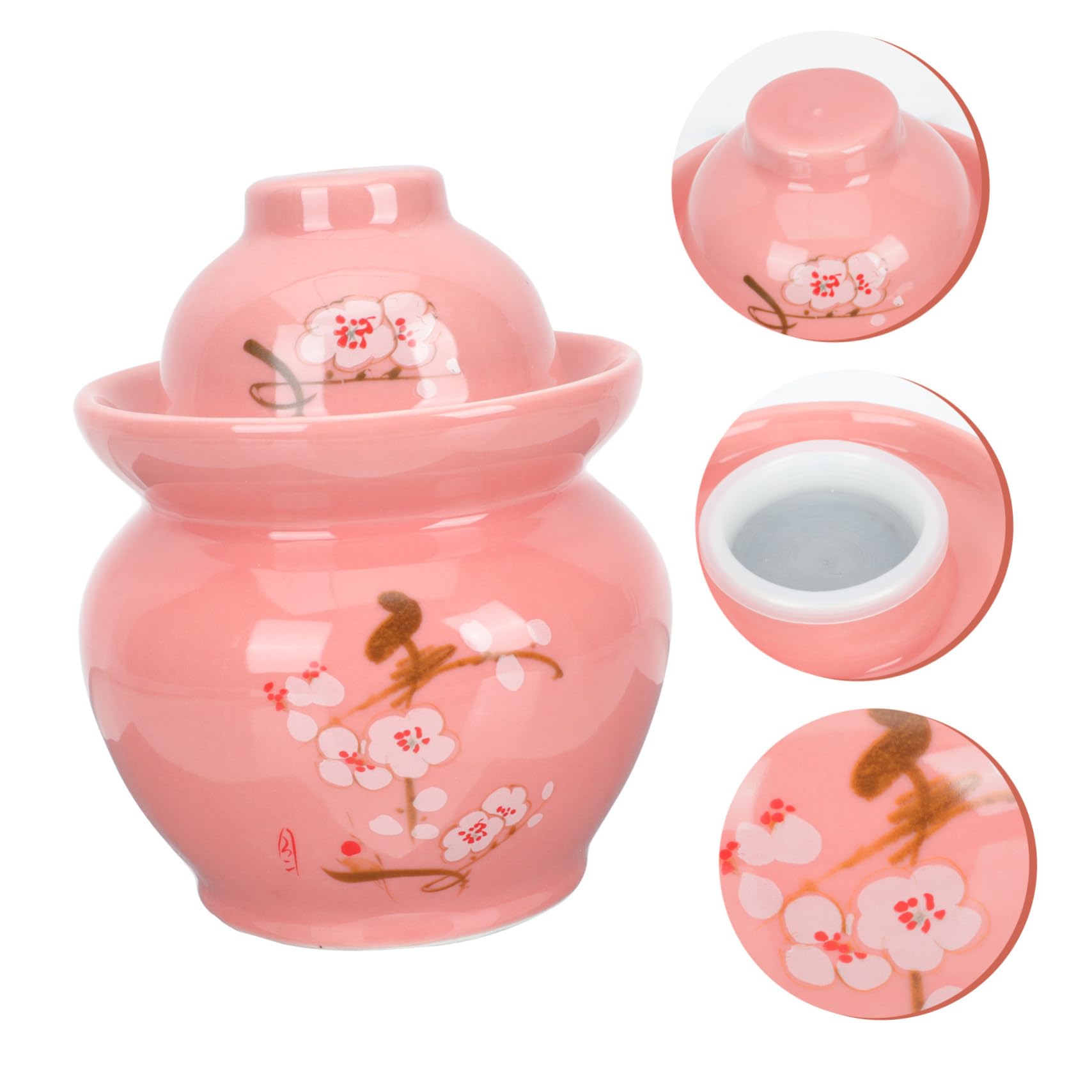 TOYANDONA Verschlossenes Gurkenglas aus Keramik im Retro Stil Rot | Kimchi Glas, Sichuan Pickleglas, Sauerkrautglas für Lebensmittelhandel und Wohnheim