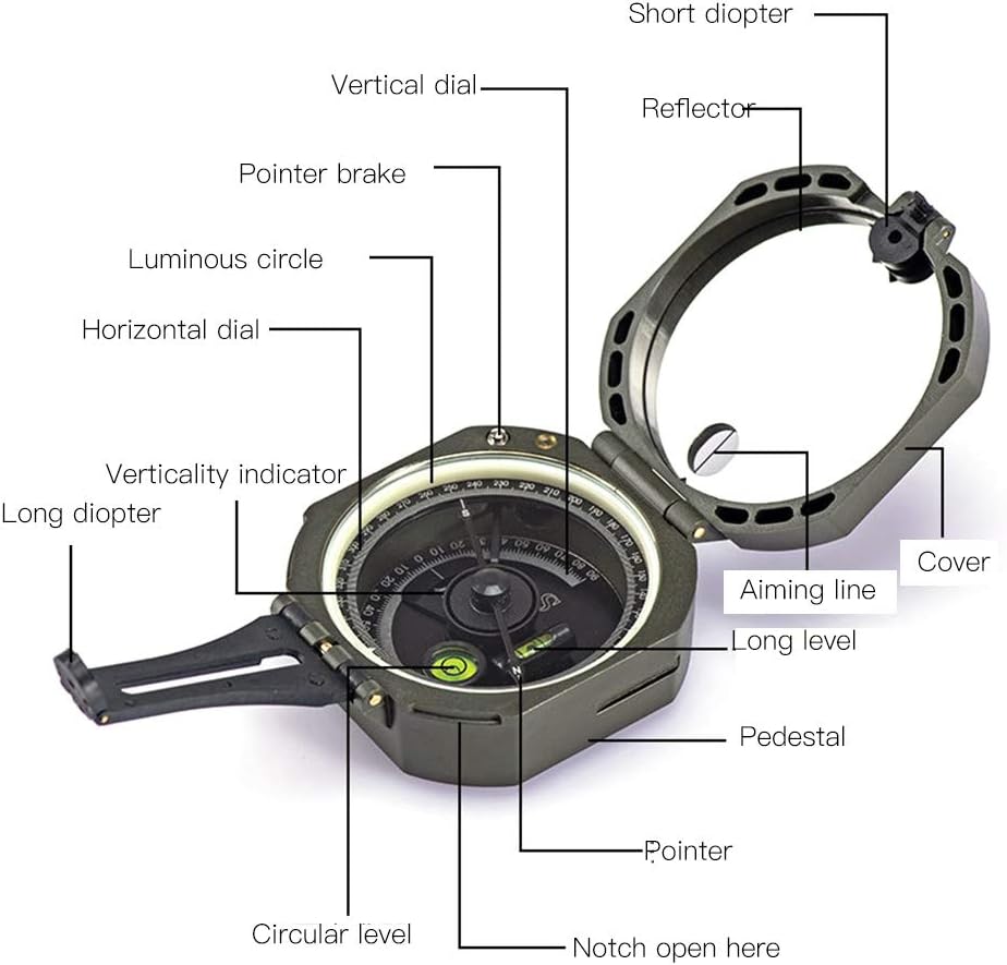 Professional Geological, Outdoor High Accuracy Fluorescent Geological for Geological Exploration, Hiking with Pouch and Strap