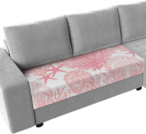 Fundas de cojín para sofá, color rosa coral, funda elástica para sofá con parte inferior elástica, fundas de sofá con diseño náutico costero y