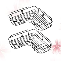 Vista 1 de Cabilock Estante organizador de acero para baño, cesta sin perforaciones, para cocina, montaje en pared, triángulo, inodoro, para esquina de ducha