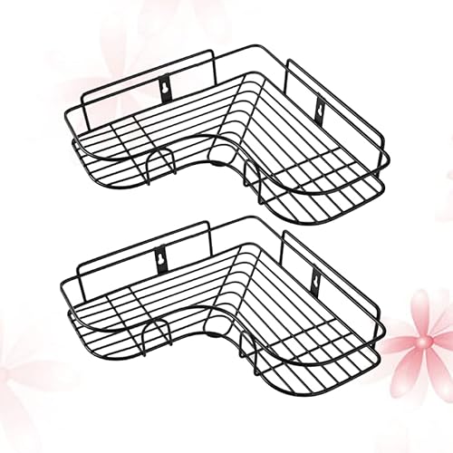 Cabilock Estante organizador de acero para baño cesta sin perforaciones cocina montaje en pared triángulo para esquina de ducha color negro