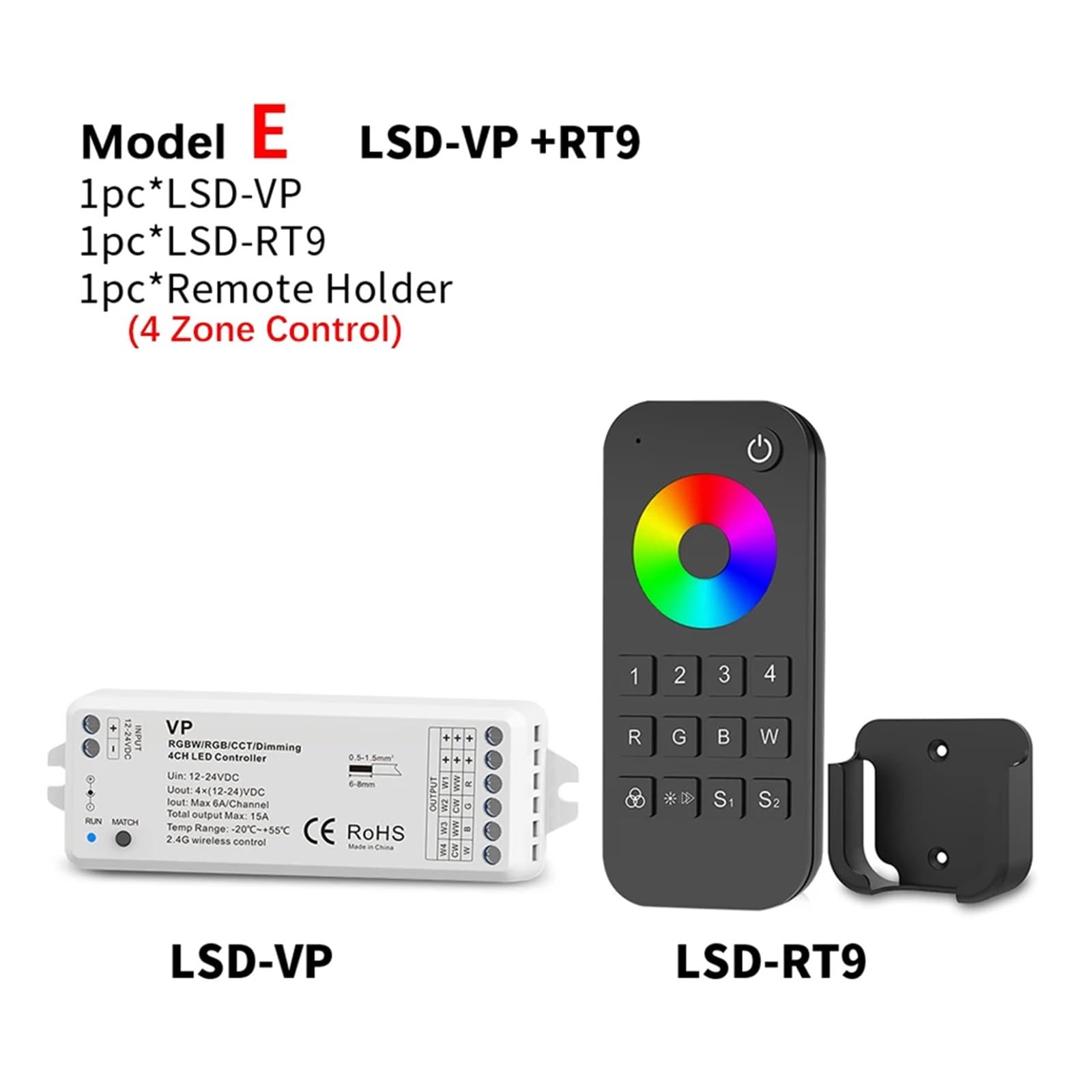 Controller RGB RGBW RF 12V 24V 15A 4 in 1 RGB RGBW LED Light Strip Controller Smart WiFi PWM 2.4G Telecomando Touch Wireless (Color : VP Controller Only)