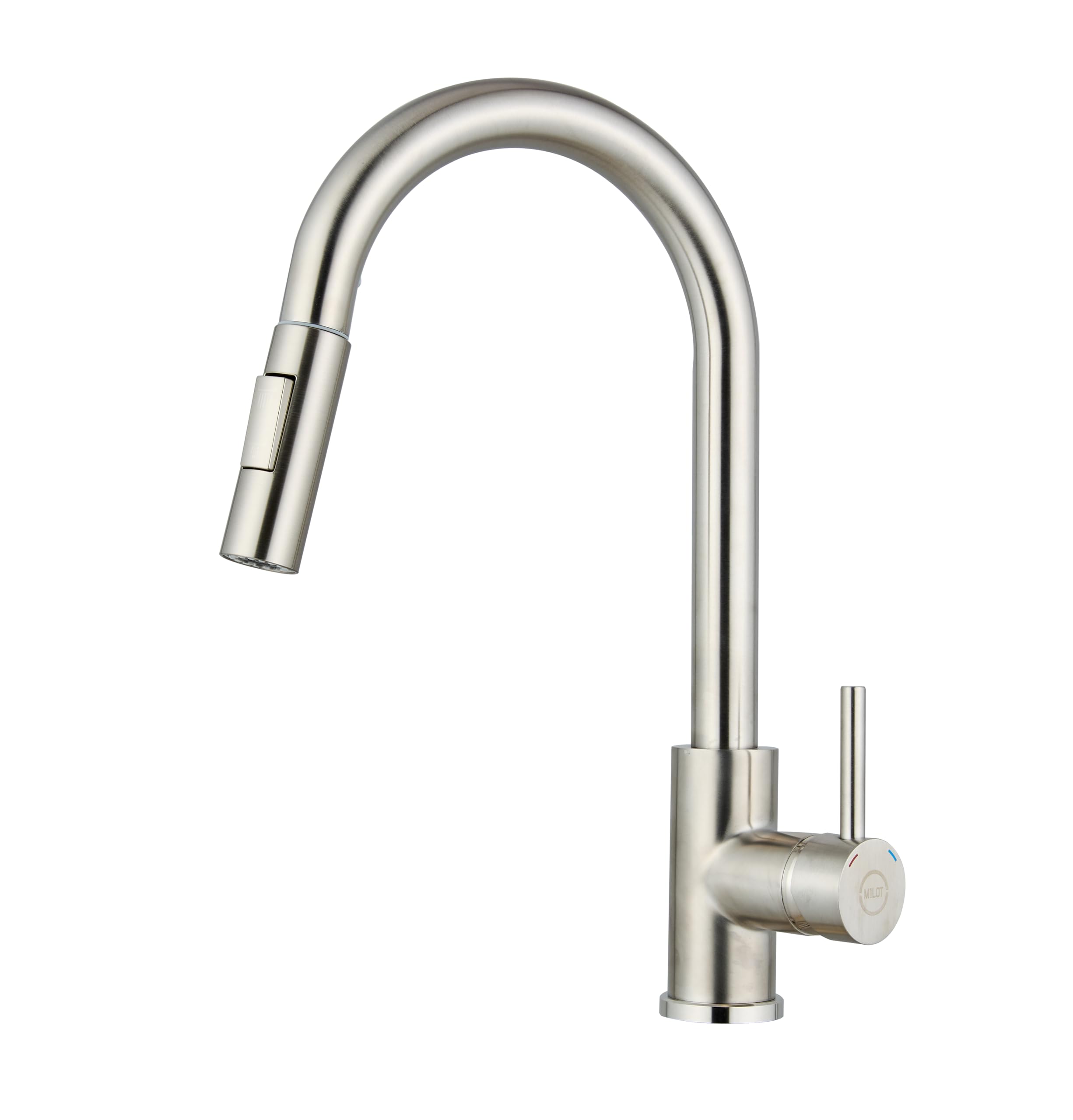 Milot Brushed Nickel Kitchen Sink Taps Mixer With Pull Out Spray | 360°Swivel Single Handle | 2 Spray Mode | Brass Pull Out Kitchen Tap | Stream & Spray Mode |