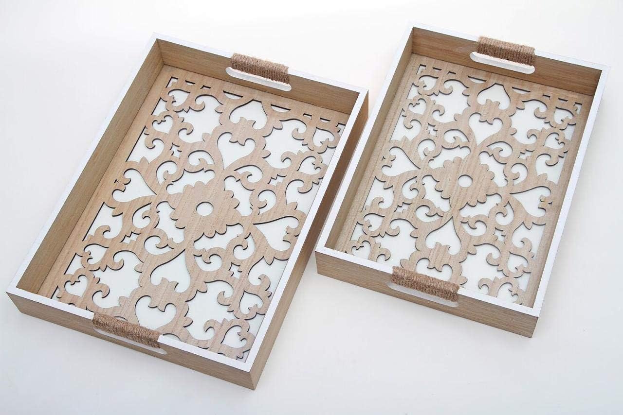 OHS Laser Cutwork Serving Tray | Serving Tray | Serving Tray for Home | Designer Serving Tray | Serving Tray for Tea Coffee | Kitchen Tray | Dinner Tray | Snacks Tray