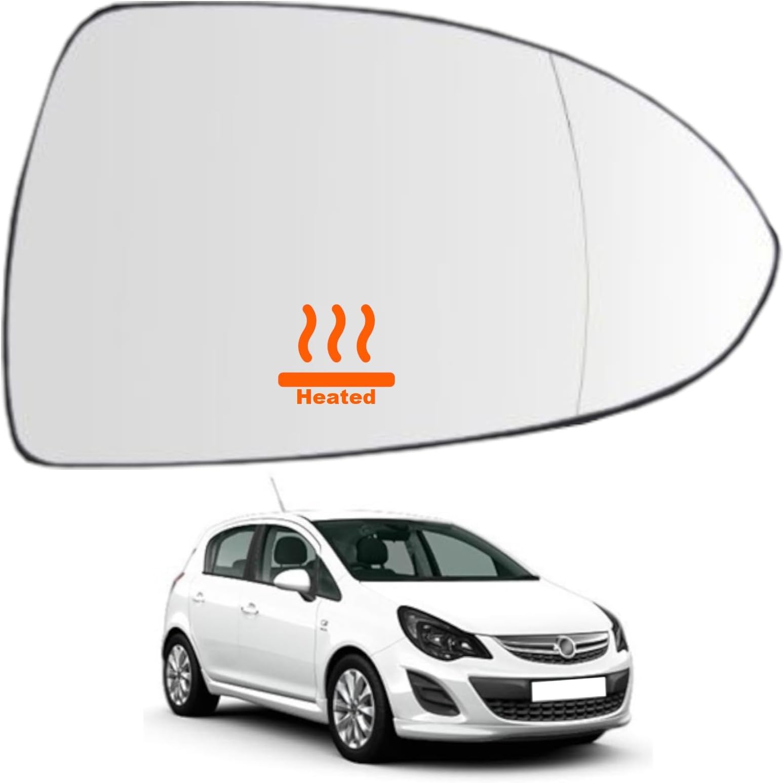 BIAREN Wing Mirror Glass Right Heated For Vauxhall Opel Corsa D E 2006-2019 13191932 1426558 13296268, Wing Mirror Glass + Back Plate