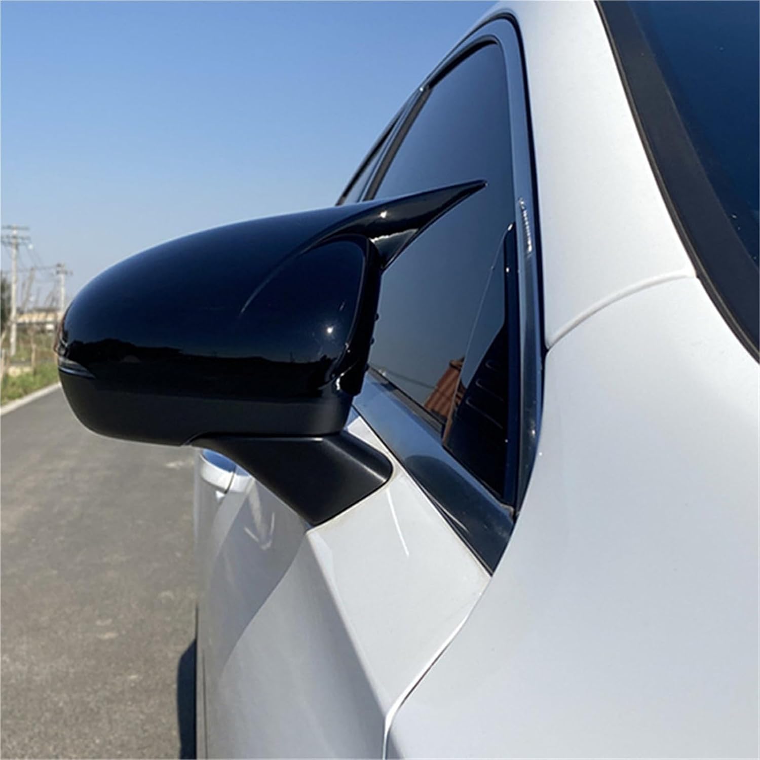 Car Rearview Mirror Cover Compatible With Mercedes Benz W177 A200 A220 A250 A35 A45 AMG 2019-2023 Ox Horn Mirror Cover Cap Auto Accessories(Glossy Black)