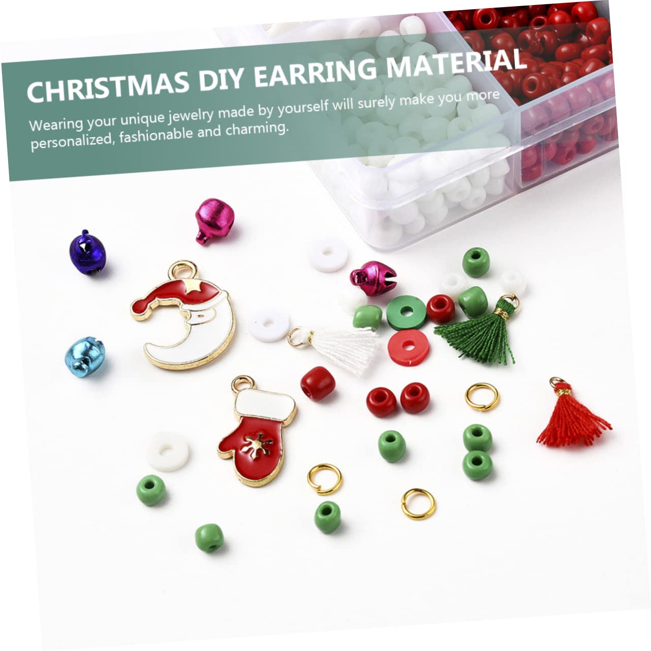 Housoutil 5 Ensembles Kit Perles DIY pour Bijoux de Noël avec Boîte de Rangement Perles Multiformes pour Colliers Bracelets et Boucles Doreilles Accessoires Créatifs et Élégants pour
