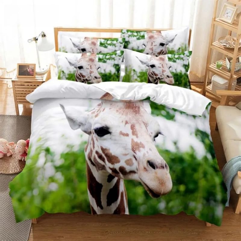 Housse de couette 220x240 girafe en microfibre premium au toucher soyeux unique
