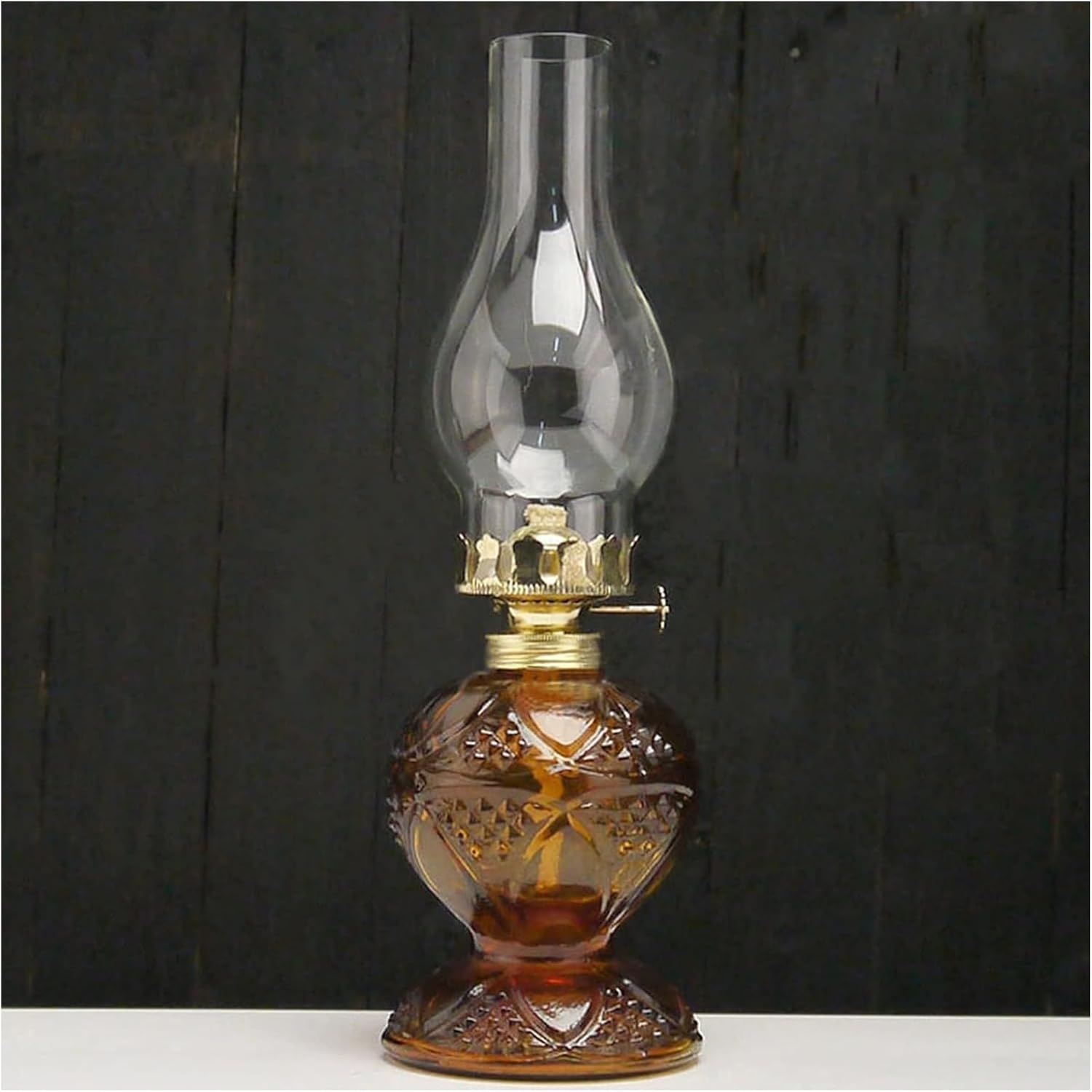Chamber Oil Lamp 12 Inches Colored Kerosene Lamp for Indoor Use(Bruin)