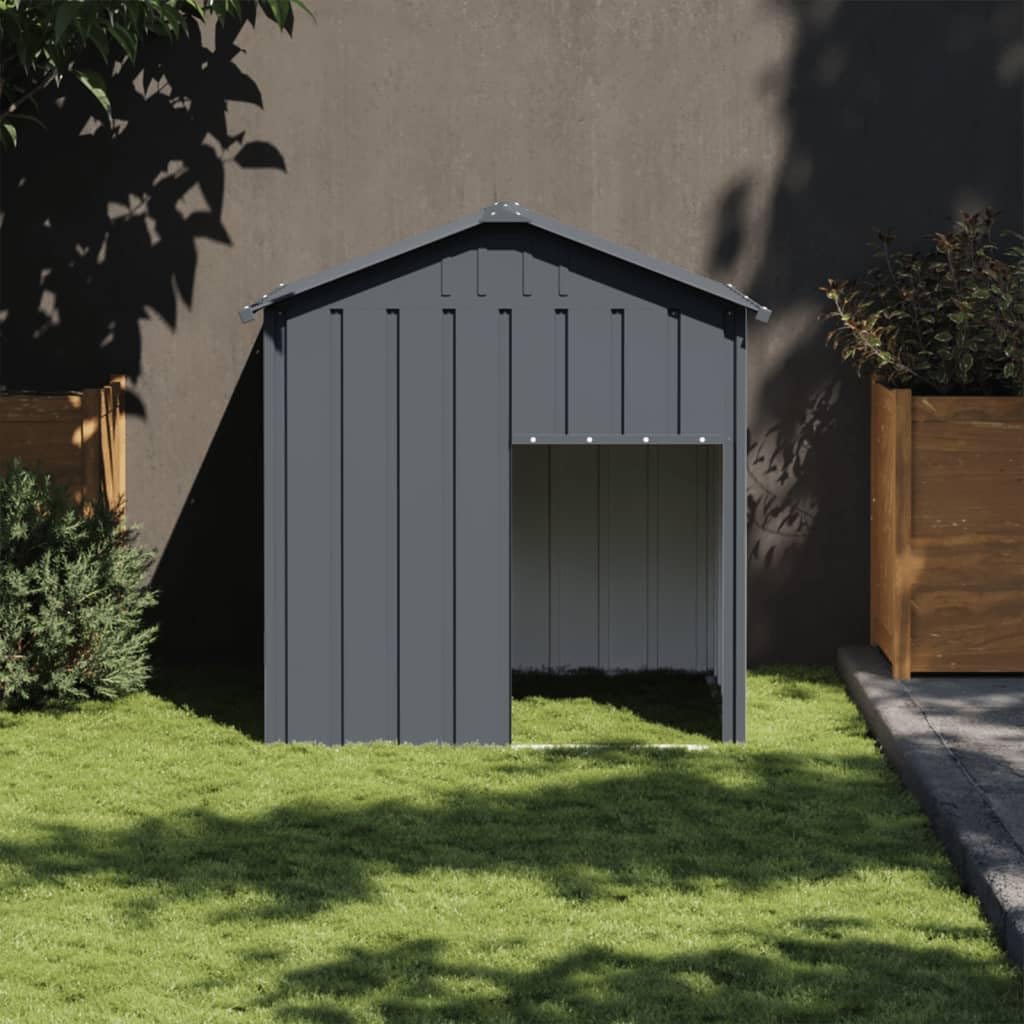 Chenil d'extérieur pour Chien, Enclos Niche Cage pour Chien Métal Niche pour Chien avec Toit Anthracite Acier galvanisé