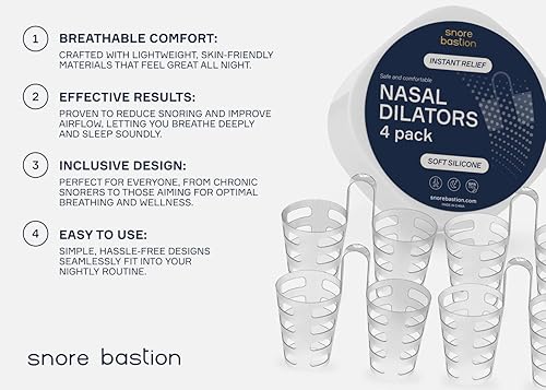 Miniatura 4 de Dilatadores nasales para dormir – 4 de los conos nasales de silicona suave XL (XL) – Abridor de fosas nasales – Expansor nasal para respirar –