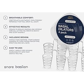 Snore Bastion Nasal Dilators for Sleeping - 4 Medium (M) Anti Snoring Nose Vents - Soft Silicone Snore Stopper - Snoring Solution - Nasal Cones to Stop Snoring