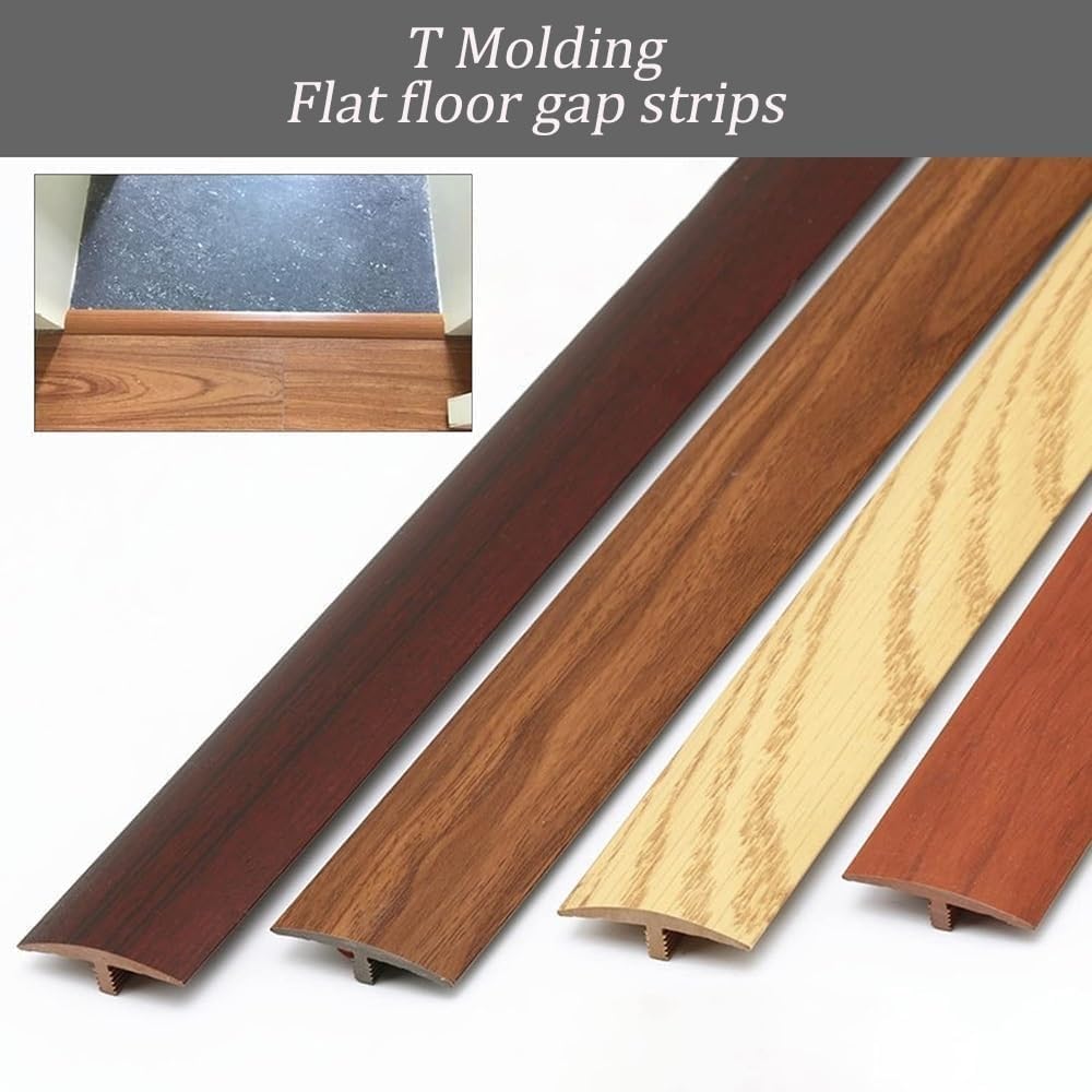 T Molding Flat Divider Strip Self Adhesive Threshold Transition Strip for Joining Flooring Gaps Wooden Floor Tile Seam Flat Buckle Strip Decorative Strips(Gray)