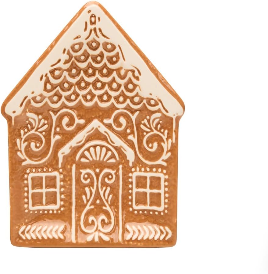 Godinger Dessert Plate, Snack Plate, Candy Plate, Holiday Plate, Gingerbread House Plate – Ideal for Holiday Treats, Decorative Tray, and Gift, 6in