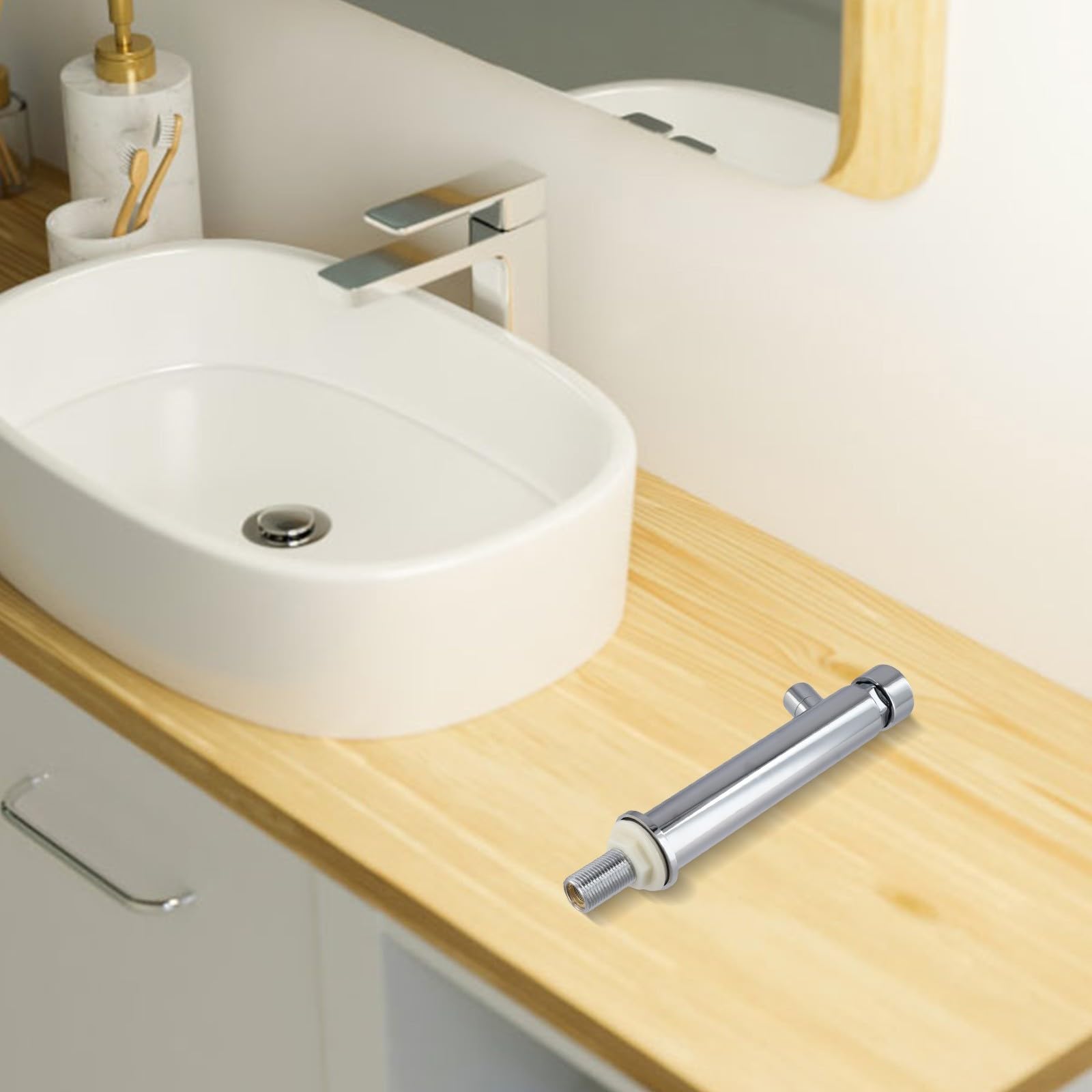 Grifo de lavabo público montado en la pared con botón de presión frío único, válvula de latón sin fugas para fregadero de hotel, conexión de 1/2 pulgada (4,5 cm)