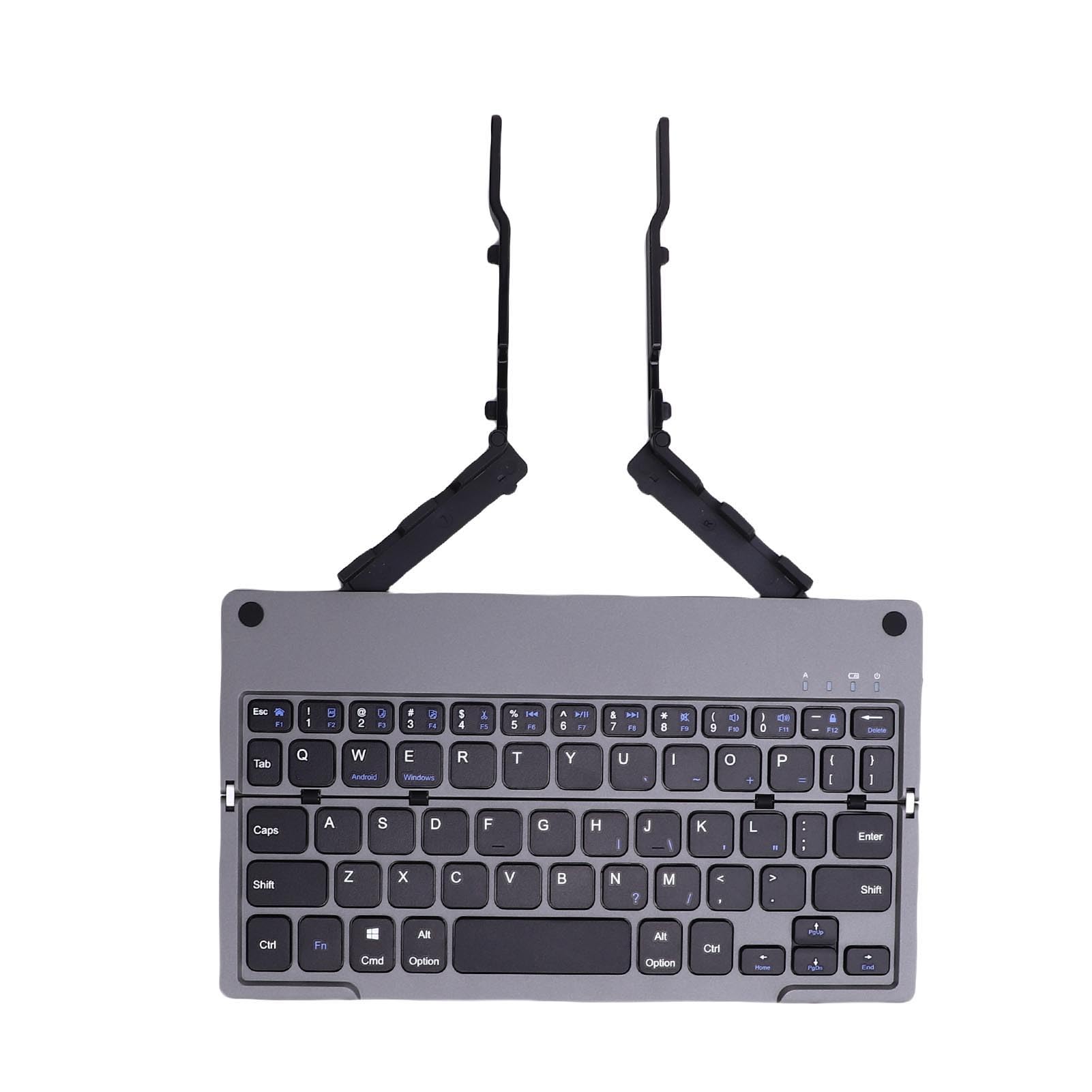 Luocute Faltbare Bluetooth-Tastatur, 60 Tasten, Leise, Faltbar, Tragbar, Leicht, Wiederaufladbar, Tastatur mit Verdecktem Ständer für für für Phone Tablet (Grau Schwarz)