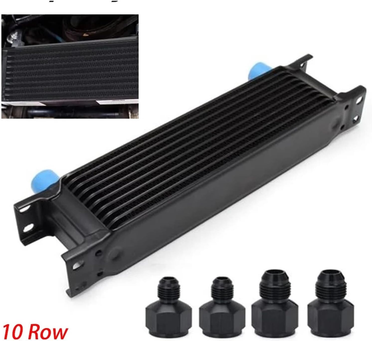 Car Oil Cooler 10 Row Aluminium Engine Transmission Car Oil Cooler Kit with 6AN 8AN Adapter 10AN