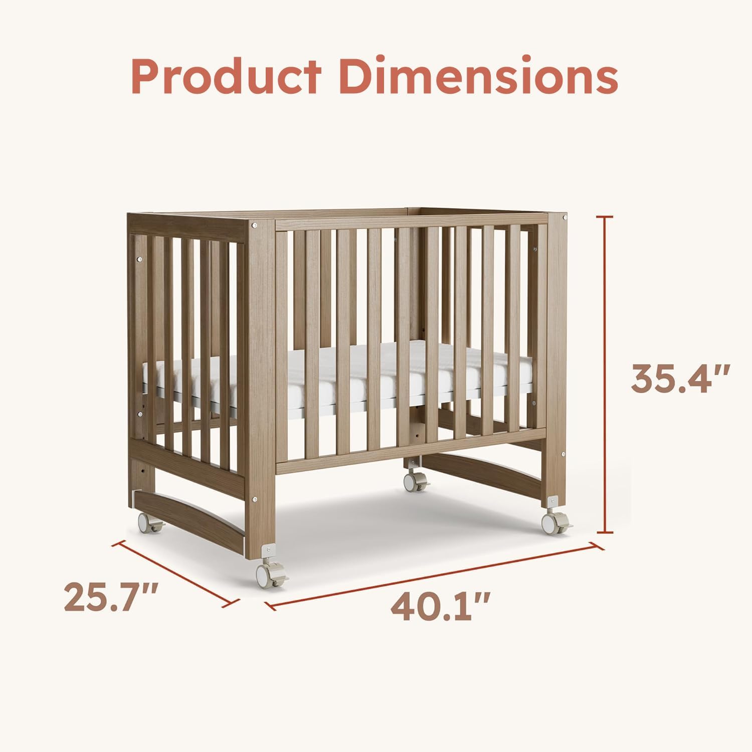 MAMAZING EvoNest Baby Crib, 3 in 1 Convertible Mini Crib with Wheels, 100% New Zealand Pinewood Crib, 4 Adjustable Mattress Height,GREENGUARD Gold Certified, Brown | long-term value.
