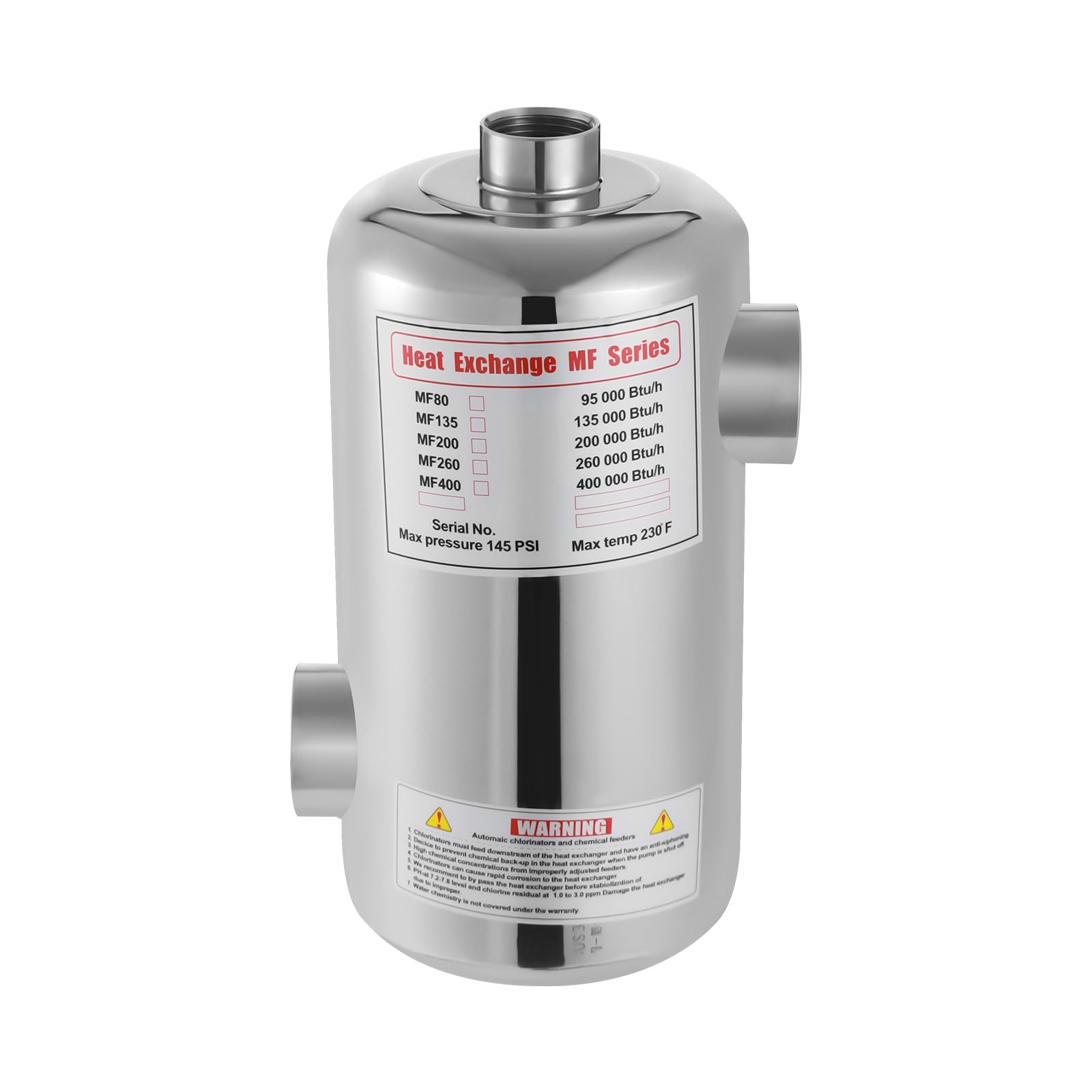 Intercambiador de calor para piscina de acero inoxidable, 304 28 kW, alto rendimiento, flujo inverso de 150 m³, calentador de piscina, calentador solar, SPA, derretimiento de nieve, compacto, carcasa