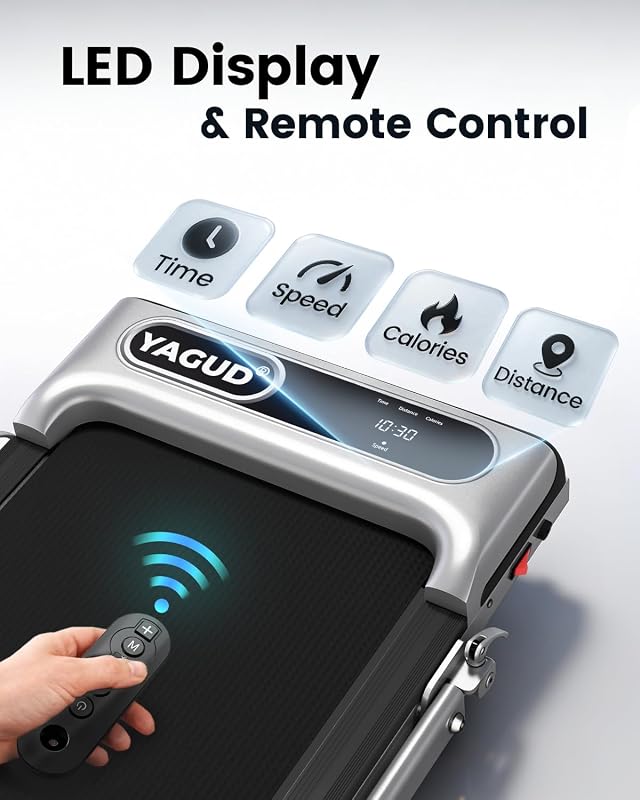 Yagud Walking Pad Treadmill for Home Office, Portable Under Desk Treadmill with Remote Control and LED Display, Walking Jogging Running Machine for Home image 6