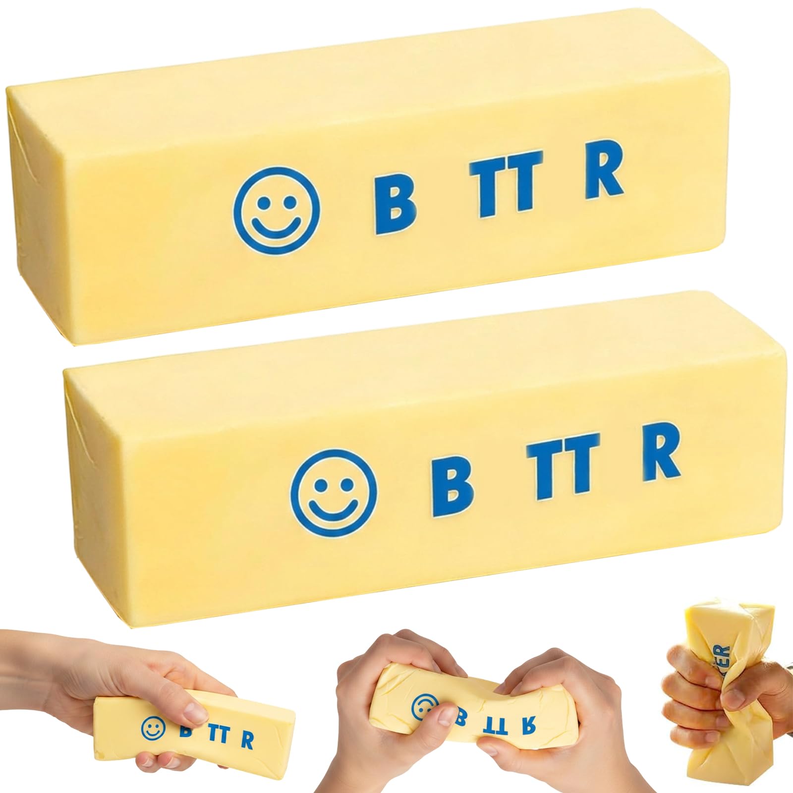 Butter Squishy, 2 PCS Soft Butter Stick Squeeze Fidget Toys, Realistic Sensory Squishies Squeeze Toys for Adults Rebounding Help for Stress Relief and Focus, Squishy Butter for Home Office School