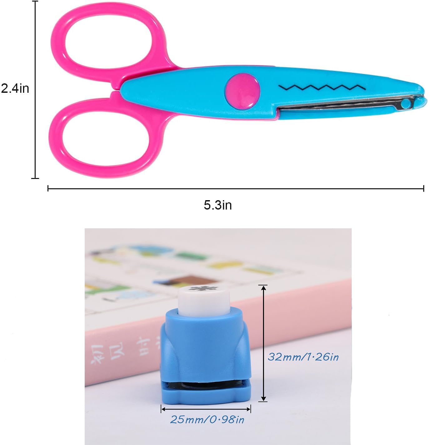 Katfort Craft Punch and Creative Scissors, 26pcs Craft Scissors Decorative Edge Set for Adults, 6 PCS Decorative Edge Scissors,20 Paper Punch for Scrapbooking, Crafts, DIY Photos Album