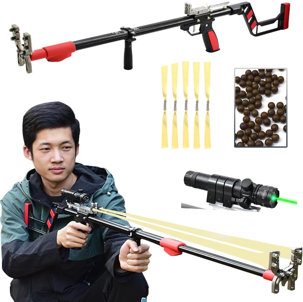 SUFFUSE Slingshot Rifle Retractable Slingshots with Laser Hunting Slingshots for Adults High
