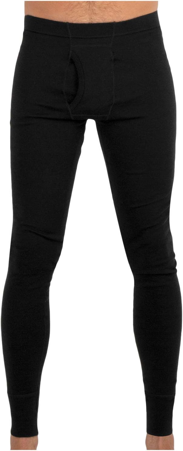 MERIWOOL Mens Base Layer 100% Merino Wool Thermal Pants Black