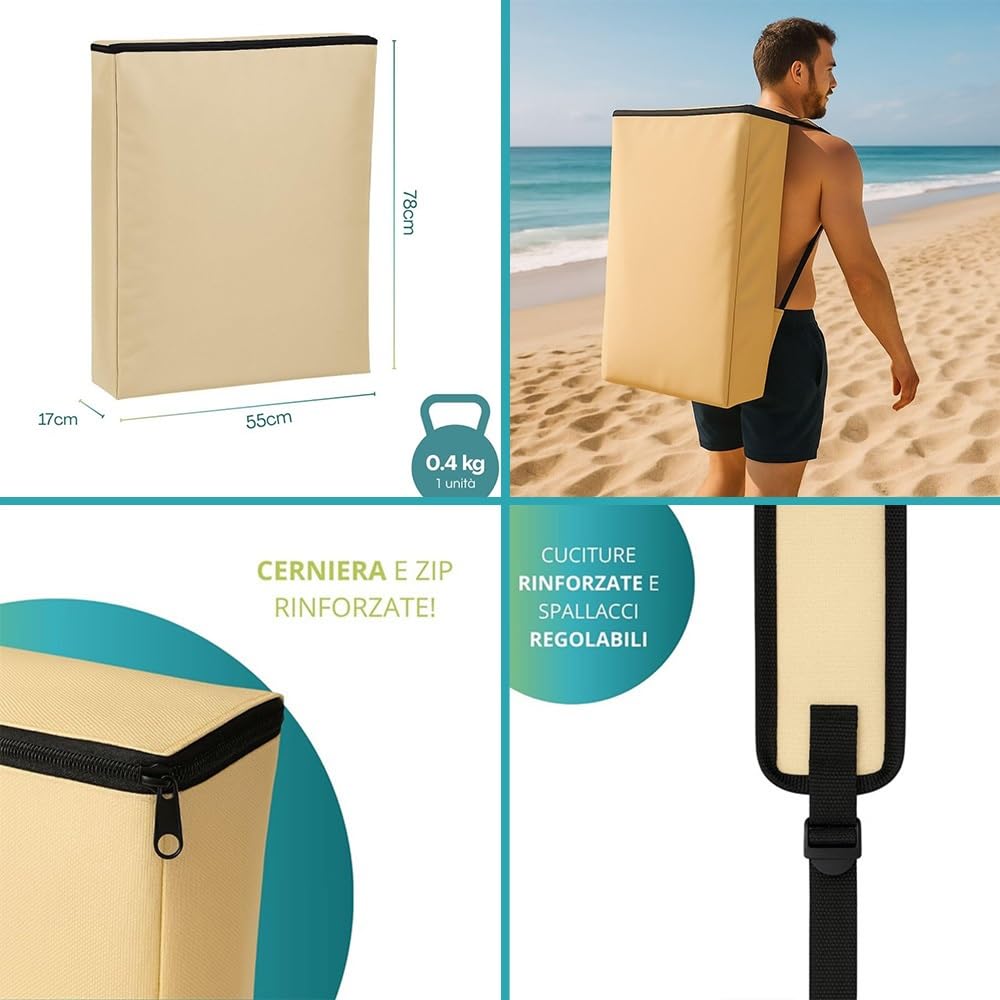 PALUPLUS Lettino Prendisole Pieghevole con Tetto Parasole con BORSA Portalettino, Misura 180x55x90 cm, Tessuto Textilene, Struttura Metallo Tubolare da 18mm, Peso Max 120kg -9301F (Blu)