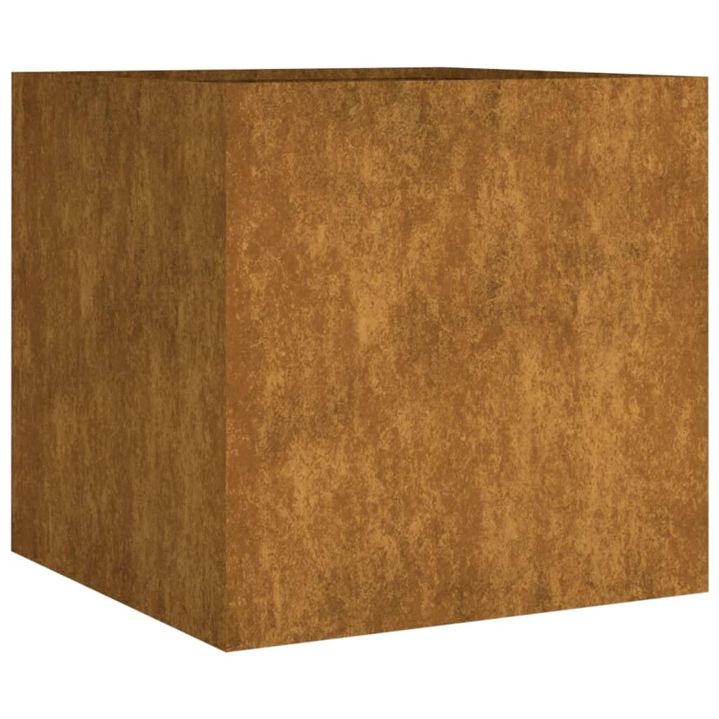 Myheimly Pflanzkübel Gartenbeet für Garten Balkon Terrasse, Pflanzkasten Blumenkasten zum Selber Bauen, Pflanzbeet Gemüsebeet aus Metall, Cortenstahl 40x41x40 cm Cortenstahl