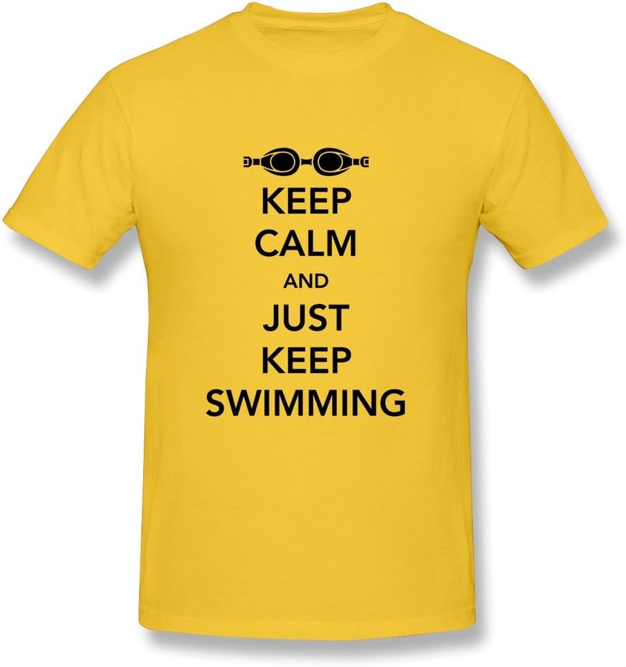 Keke Men's Tee Keep Calm Keep Swimming Size XS Yellow
