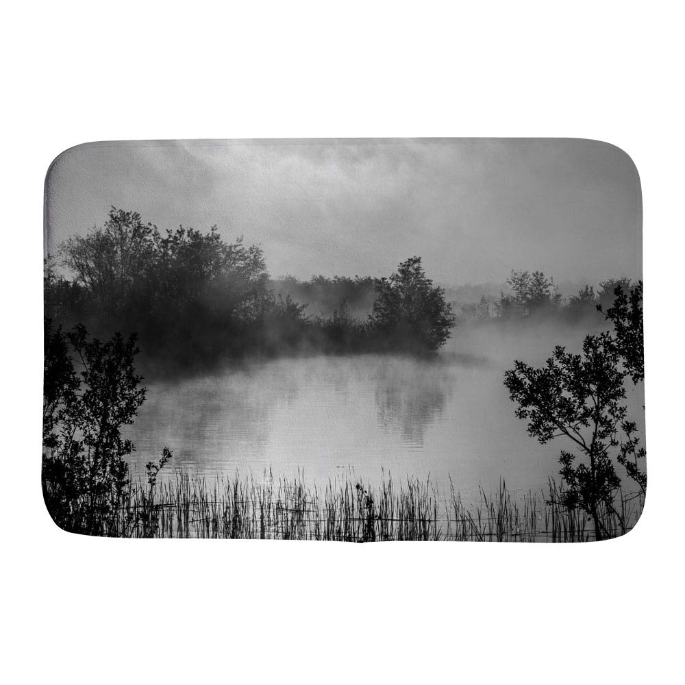 Tapis de bain antidérapant Ruchen gris contre les glissades, velours corail doux 91×61 cm