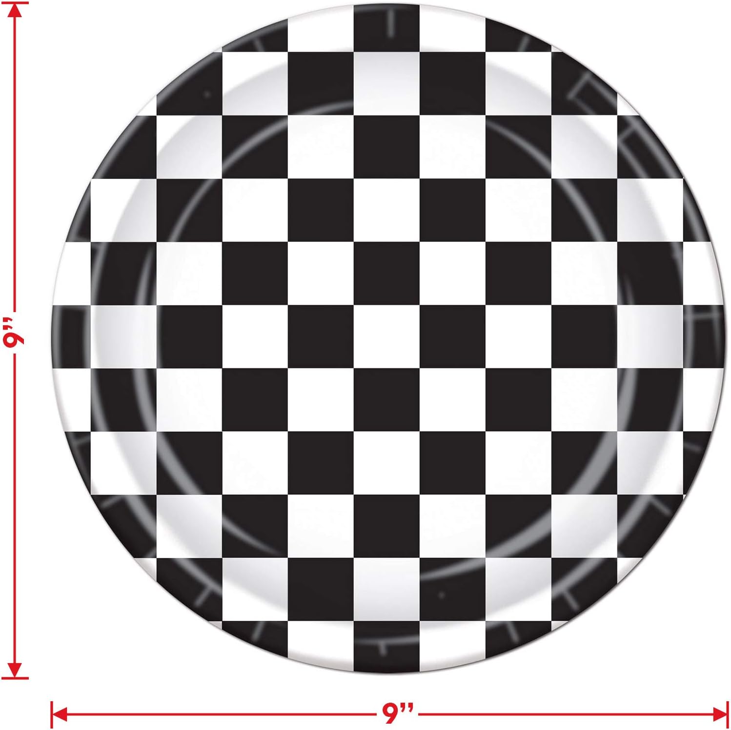 Race Party Supplies Black and White Checkered Paper Dinner Plates and Luncheon Napkins (Serves 16) : Home & Kitchen