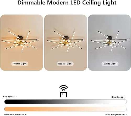Miniatura 3 de Lámparas de techo LED modernas con control remoto regulable de 6 círculos para sala de estar, lámparas de techo Sputnik blancas para comedor,