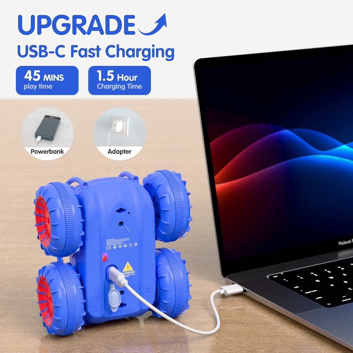 zingzoom Direct Charging Remote Control Cars, 2.4Ghz Amphibious 360° Flip Rc Stunt Car - Image 2