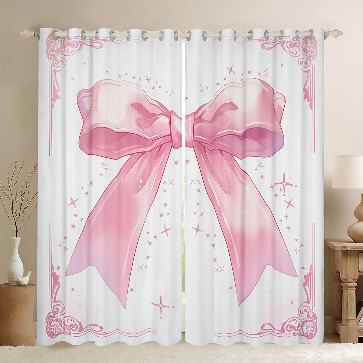Manfei Cortinas De Ventana Con Estampado De Vacas Para Niños, Con Estampado  De Flores Y Vacas,, image size:1200x1200
