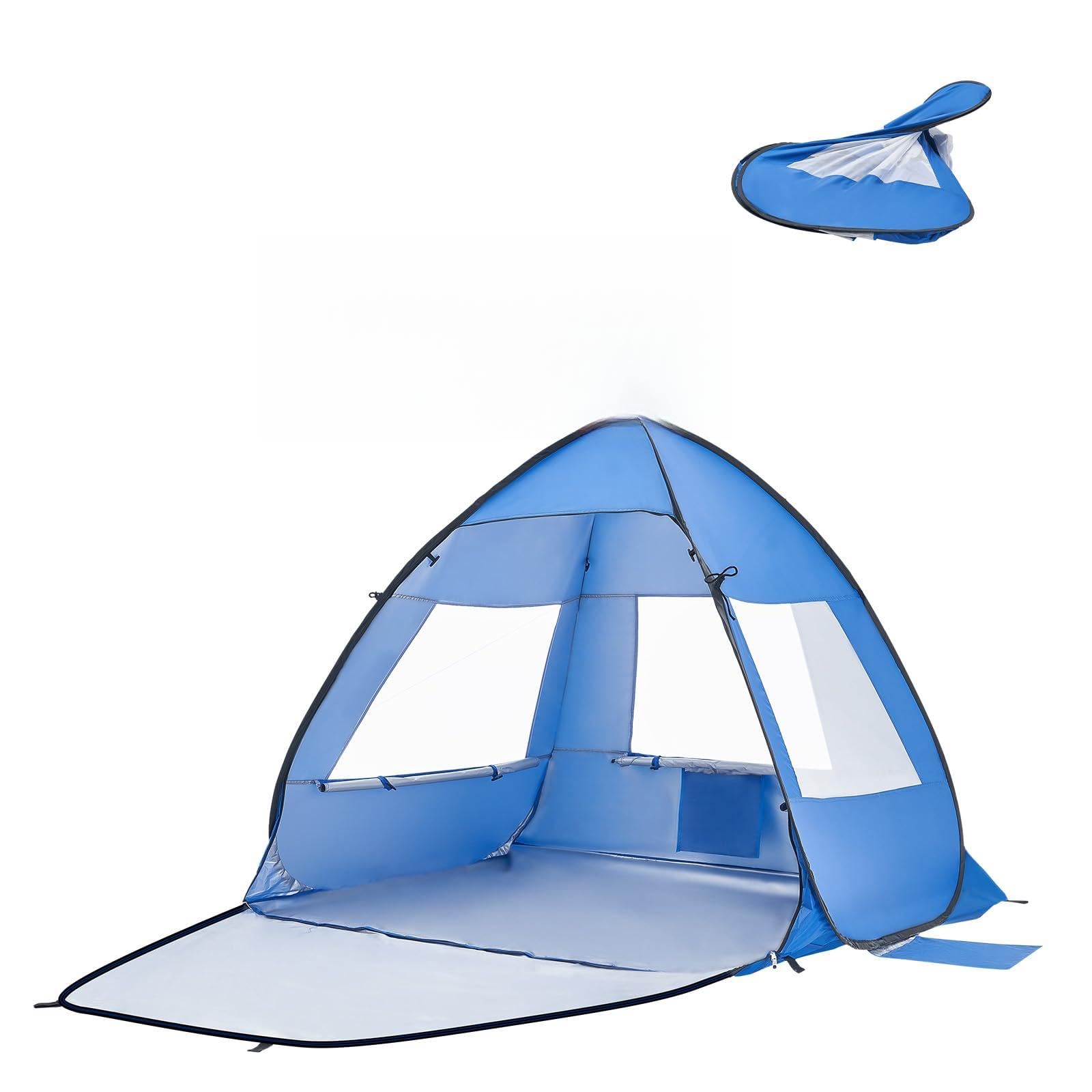 VEVOR Tenda da Spiaggia Parasole per Mare per 2 Persone, Portatile con Borsa per il Trasporto e Pali in Metallo, Ombrellone da Spiaggia Compatto per Campeggio, Pesca, Picnic, Tenda da Sole