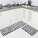 Carvapet 2 Pieces Microfiber Chevron Non-Slip Soft Kitchen Mat Bath Rug Doormat Runner Carpet Set, 17"x48"+17"x24", Black