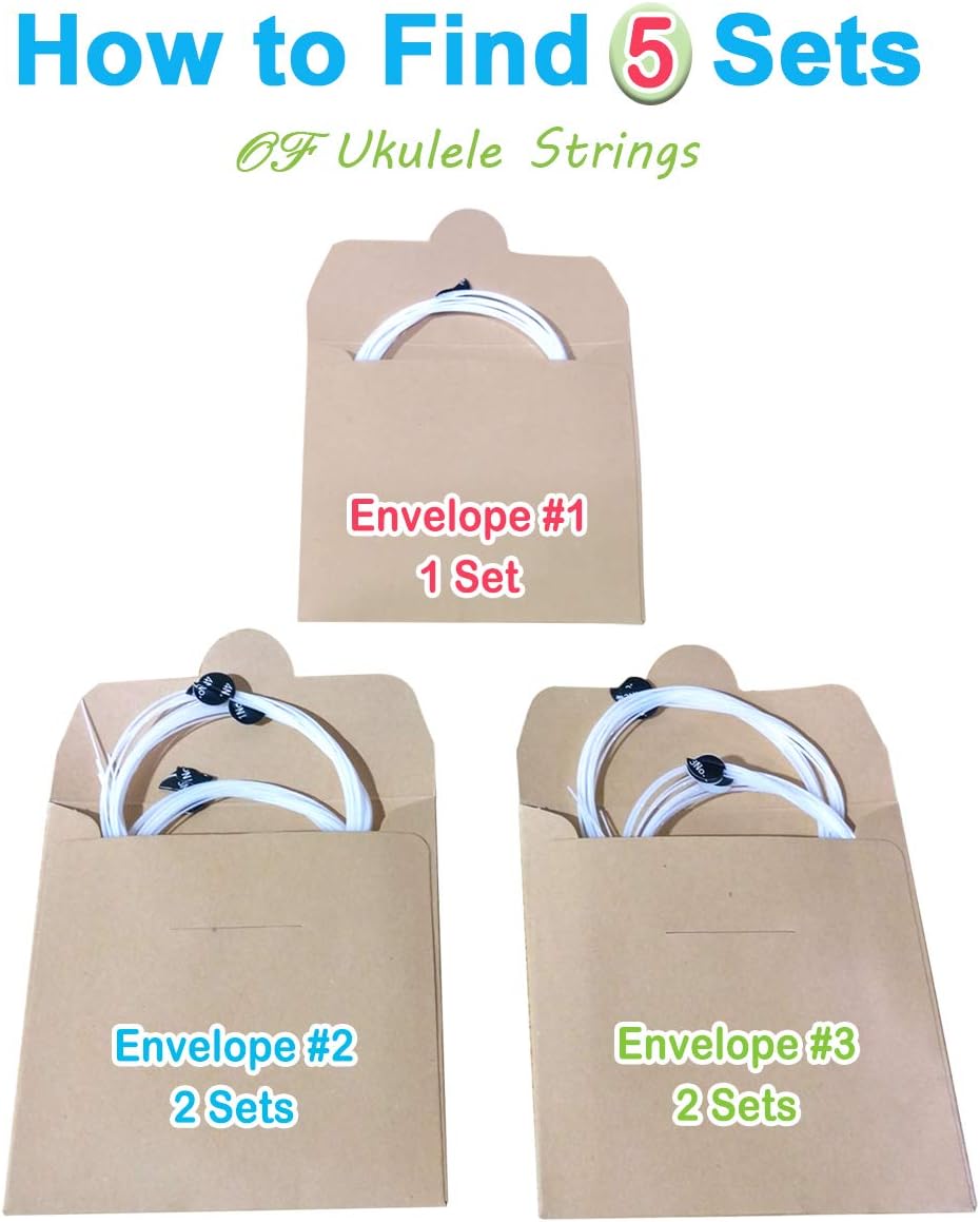 Ukulele Strings, Yoklili 5 Sets of Nylon Ukulele Strings with 10 Felt Picks, String Winder for Soprano (21 Inch) Concert (23 Inch) Tenor (26 Inch) Ukulele, and Capo included