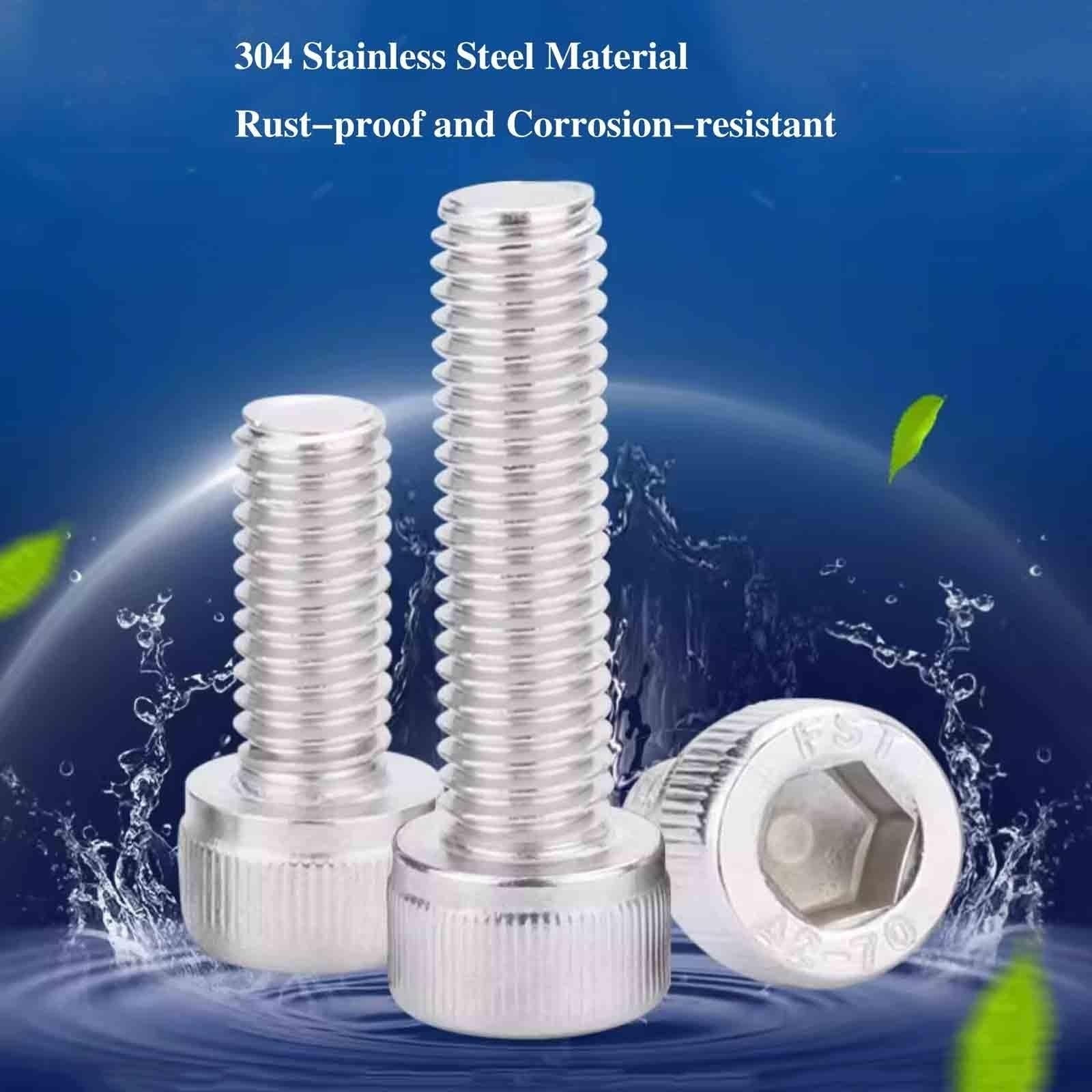 Śruba 50 szt. Śruby z łbem sześciokątnym ze stali nierdzewnej M5 304, w pełni gwintowane, kształt długości 6 mm - 22 mm (M5 x 8 mm)