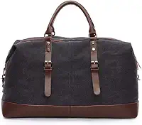 Mala De Viagem Masculina Executiva De Lona E Couro Compartimento Para Notebook Grande E Resistente - ZAFIN (Preto)