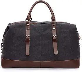 Mala De Viagem Masculina Executiva De Lona E Couro Compartimento Para Notebook Grande E Resistente - ZAFIN (Preto)