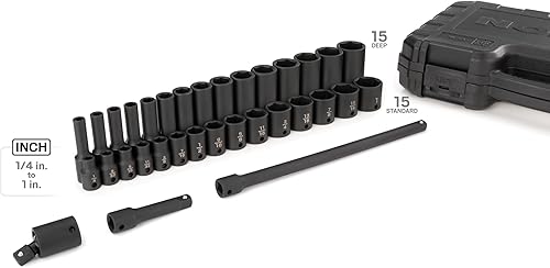 Miniatura 2 de TEKTON Juego de llaves de impacto de 6 puntos con accionamiento de 38 pulgadas, 33 piezas (14-1 pulg.)  SID91400