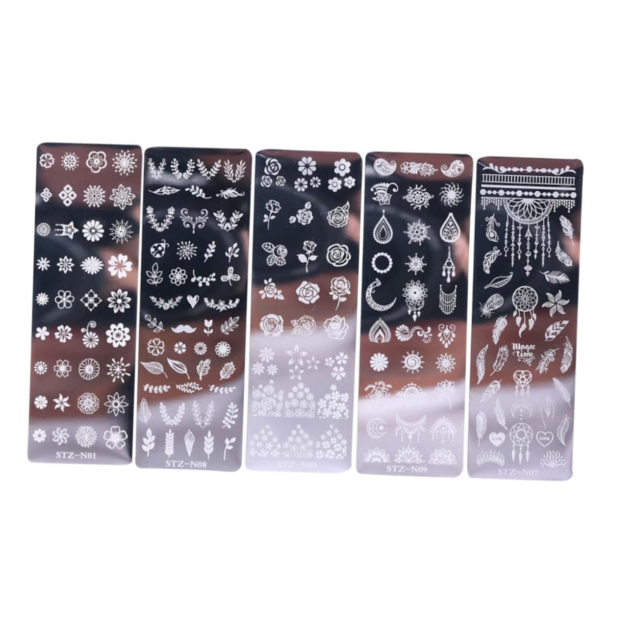 Healeved 3 Set Di Kit Per Nail Art Con 5 Bellissimi Motivi Floreali Piastre Per Nail Art Stencil Per Nail Art Decorazioni Per Unghie Per Saloni Da Donna 5 Pezzi * 3