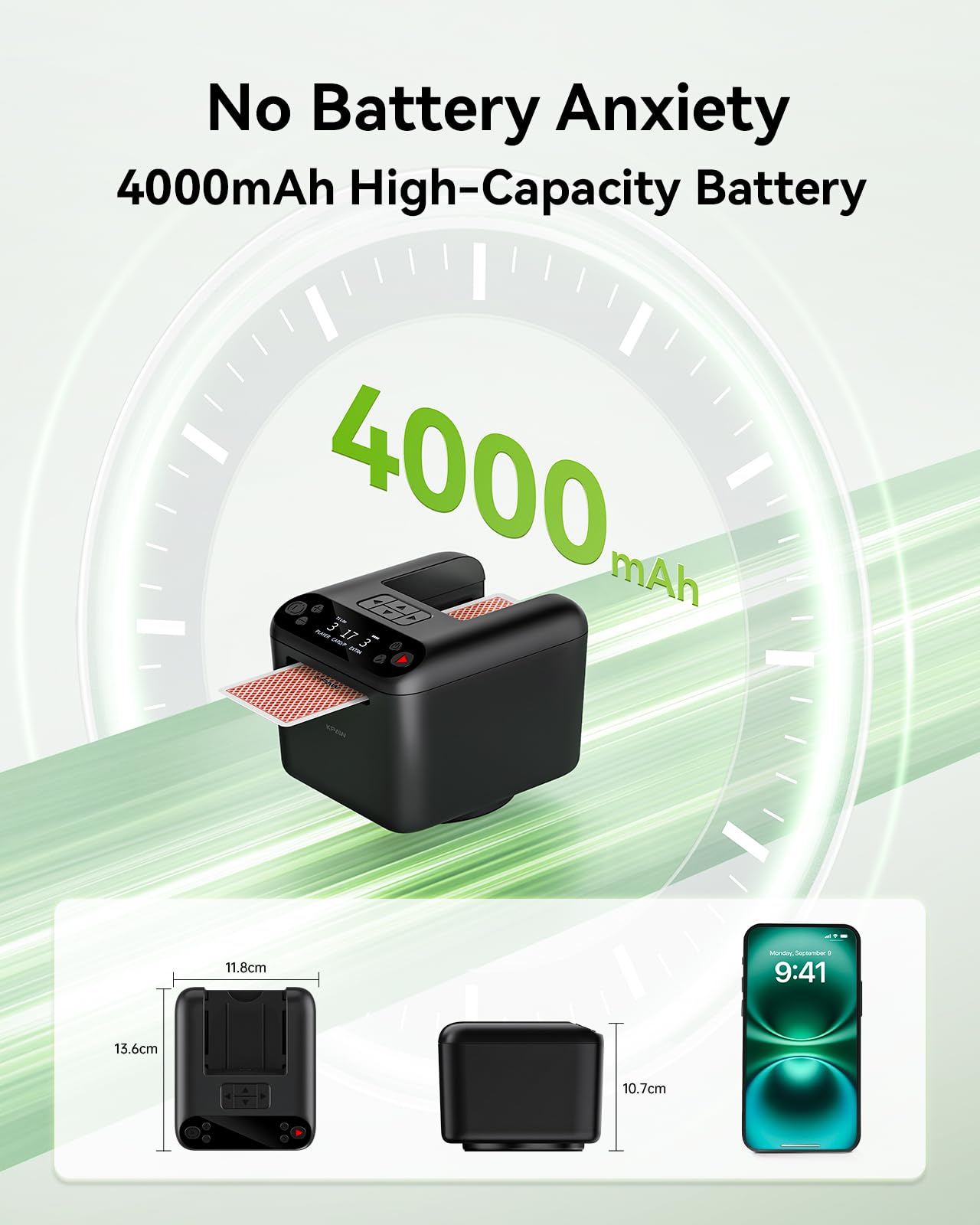 KPAW Automatic Card Dealer for 1/2/3 Decks, USB Rechargeable Card Dealing Machine Portable Card Dealer for Texas Holdem, UNO, Bridge, Poker More 3