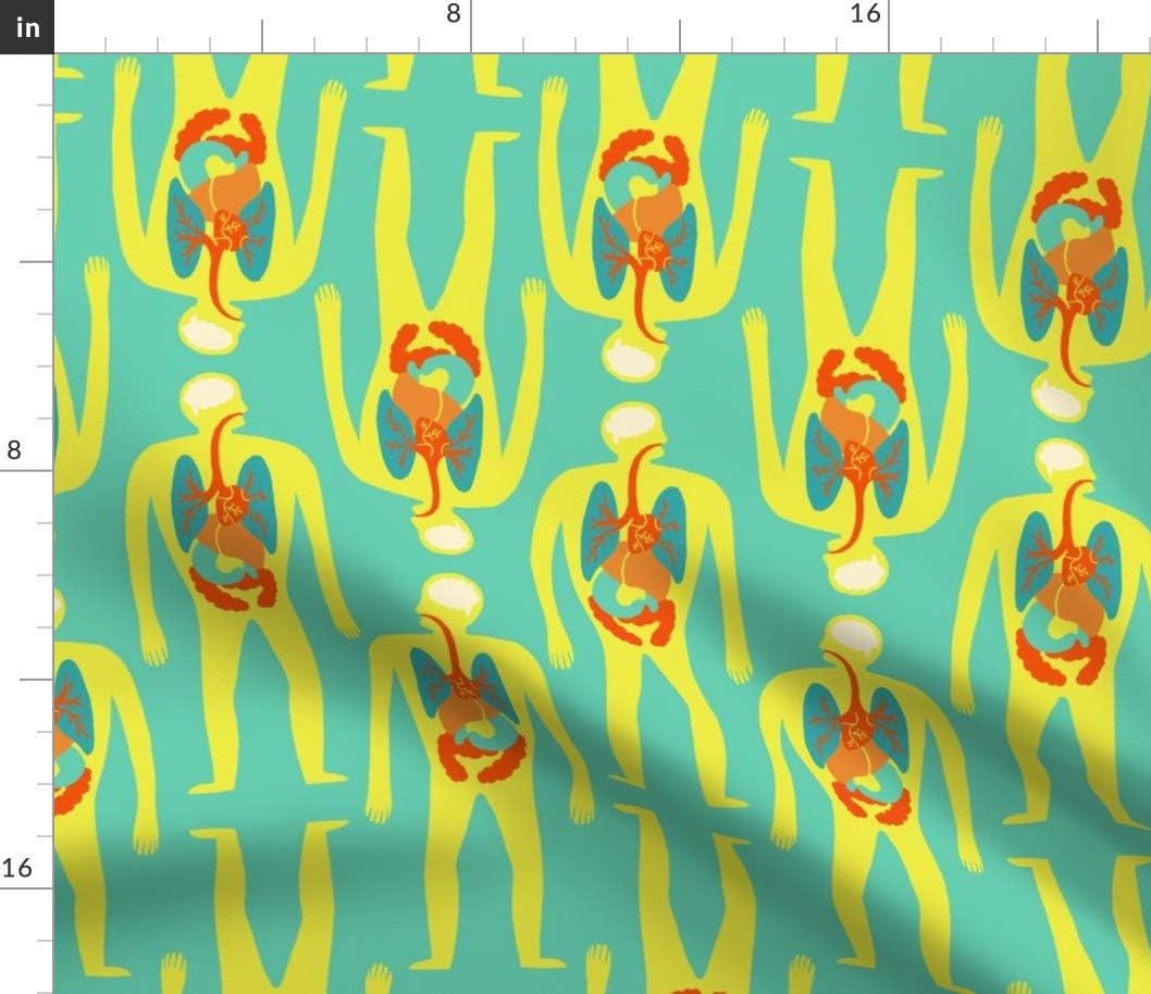 Spoonflower Fabric - Modern Medical Illustration Biology Medicine Scientist Science Anatomy Printed on Petal Signature Cotton Fabric by The Yard - Sewing Quilting Apparel Crafts Decor